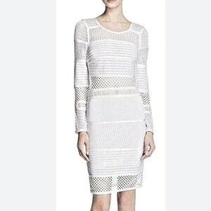 Wow Couture Gold Label White Mesh Bodycon Long Sleeve Dress Size XS New